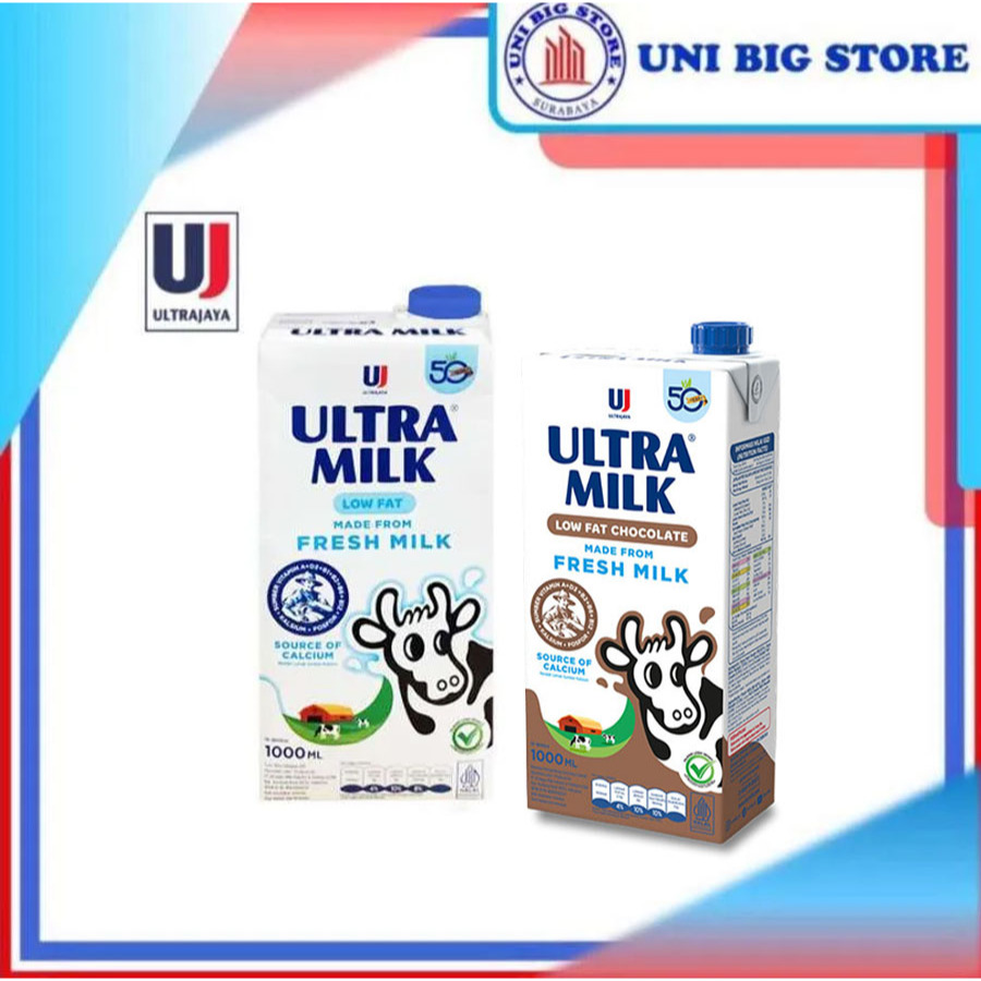 

Ultra Milk Susu LOW FAT Plain - Coklat 1 Liter High Calcium Milk 1000 ml