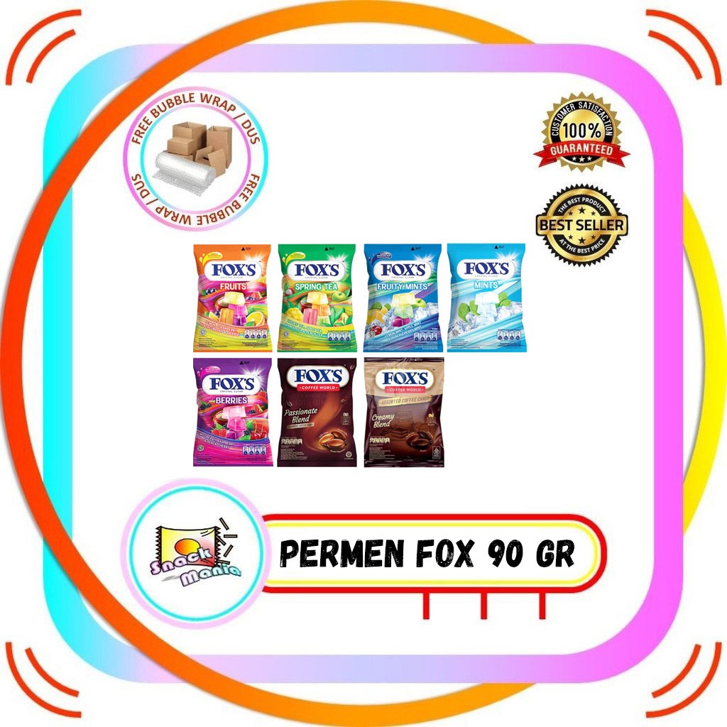 

Fox's Crystal Clear Candy Bag 90 gr Permen Foxs Fruit Mint Berry