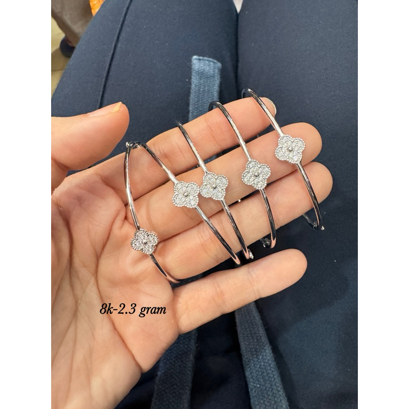 Gelang bangle bunga mata full mas putih