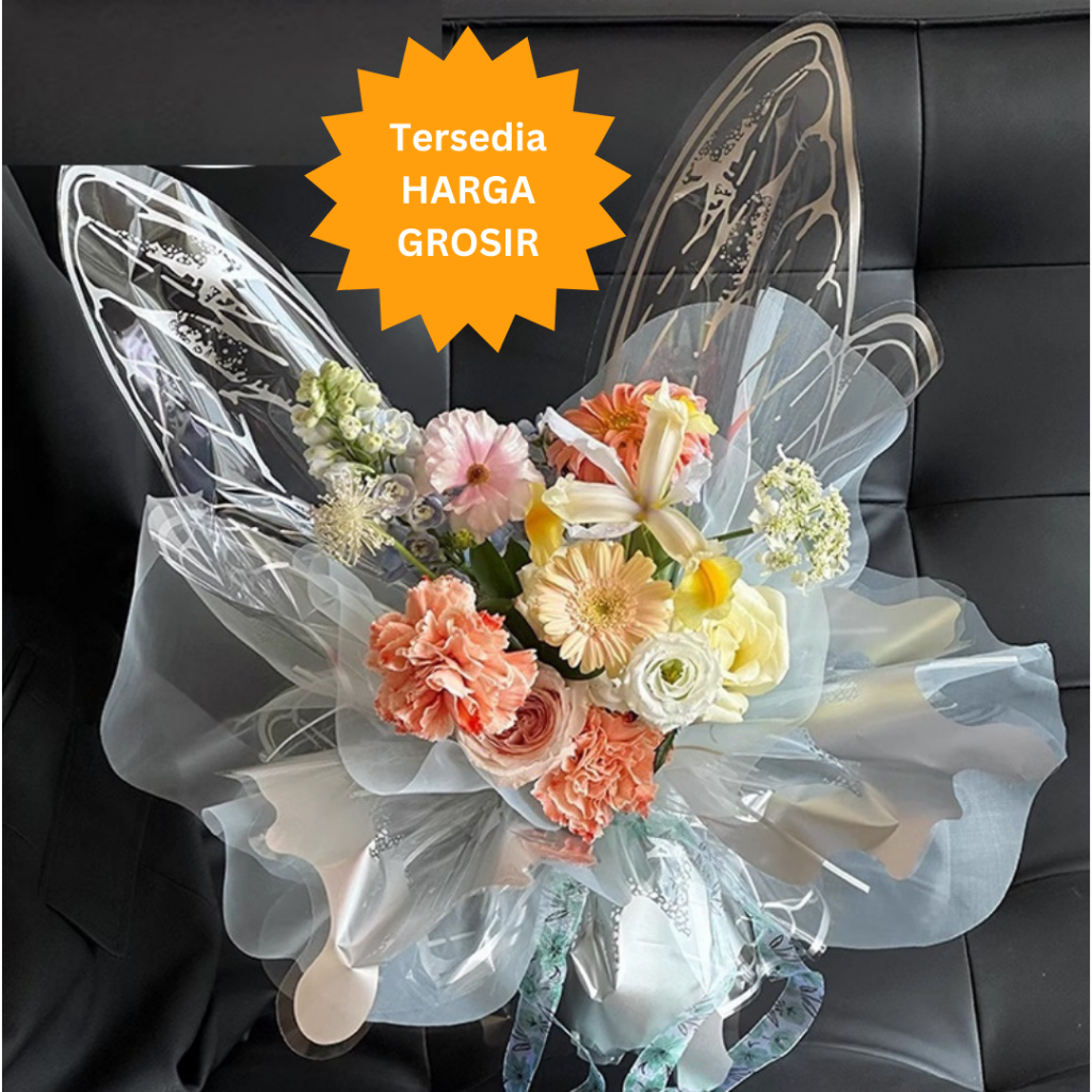 

(1SET - 4 lembar Kupu Utuh) Butterfly Wings Transparant MIX Varian Waterproof Plastik