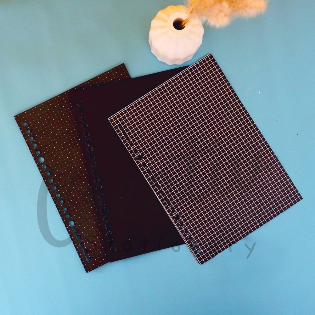 

[TULIS.ID] Basic Black Paper Loose Leaf Hitam 100 Gsm 200 Gsm 25 Lbr Blank Grid Dotted