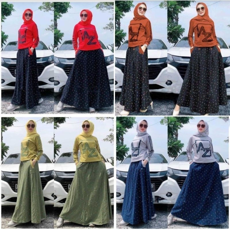 JFZ - AZ SET ROK / STELAN MUSLIMAH MURAH / SET ROK HIJAB WANITA TERBARU