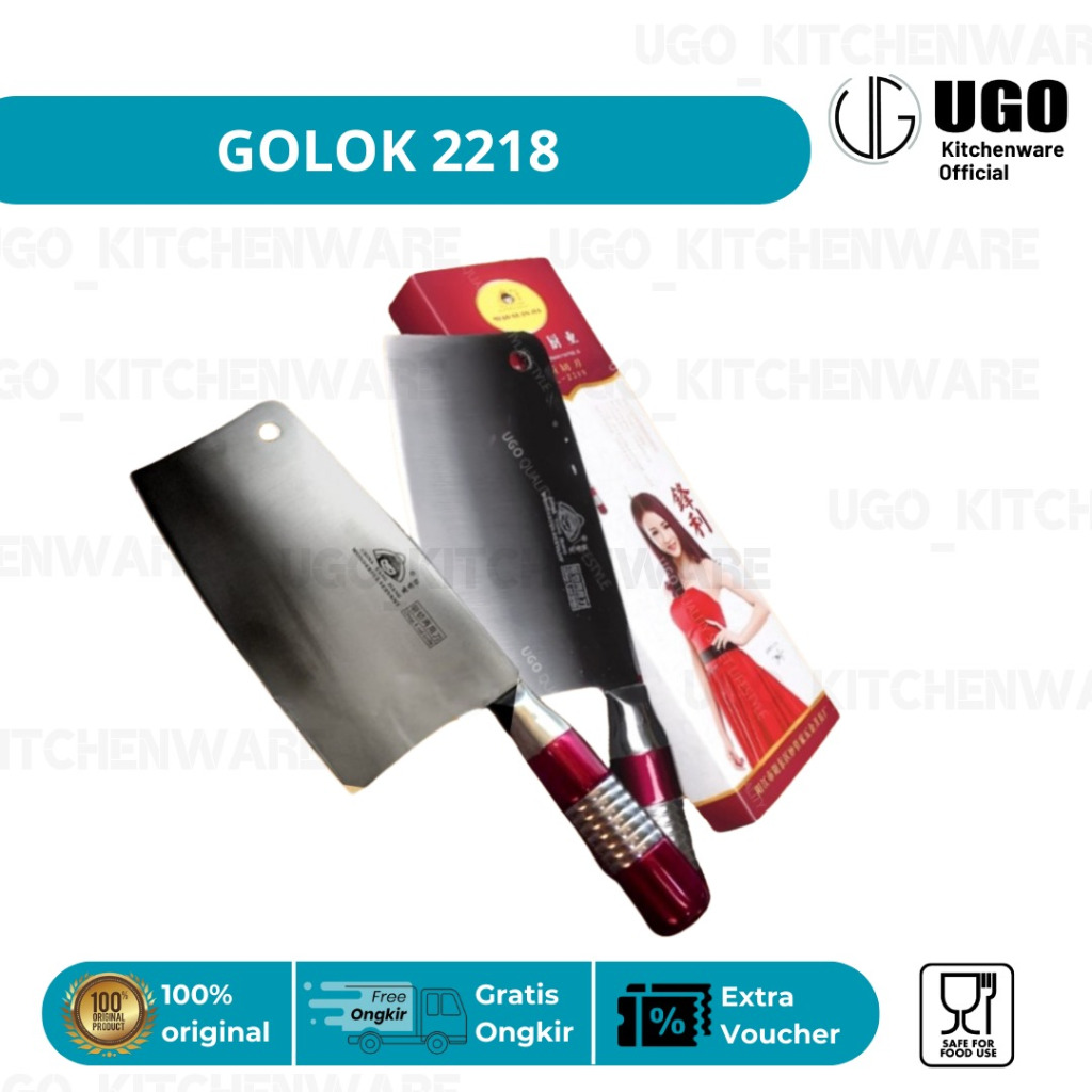 BERINDO Pisau Daging | Golok Super Tajam | Pisau Daging Tebal Stainless Steel | Pisau Koki Dapur Bah