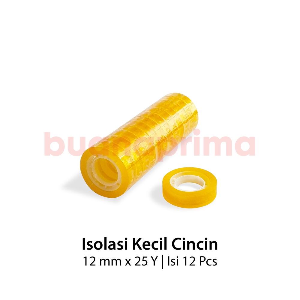 

Isolasi Bening Cincin Bazic 12 mm x 25 Yards per 12 pcs Lakban Selotip