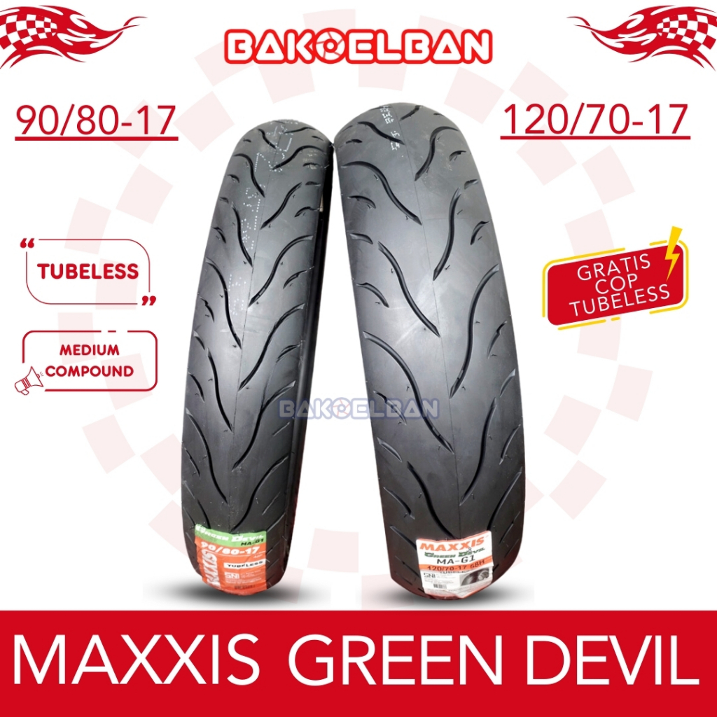PAKET BAN MAXXIS GREEN DEVIL 90/80-17 & 120/70-17