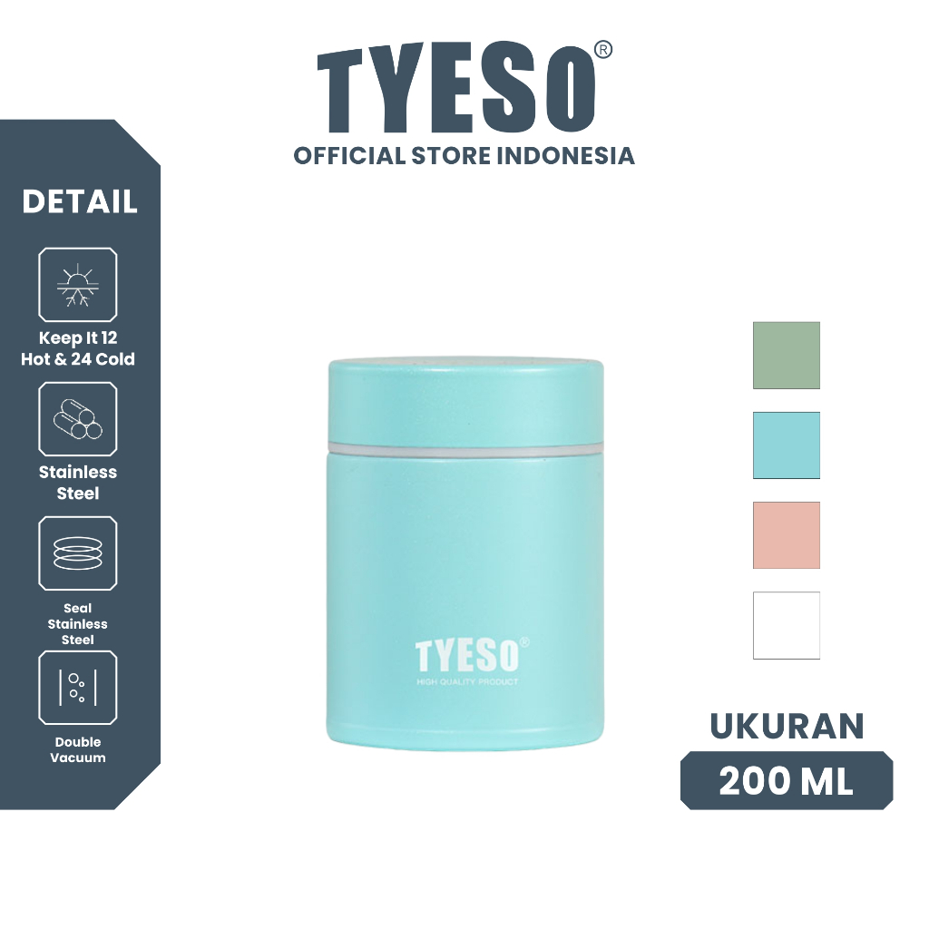Food Jar TYESO TS-8762A Stainless Steel 200ML-Wadah Tempat Penyimpanan Bekal Makanan Tahan Panas Dan