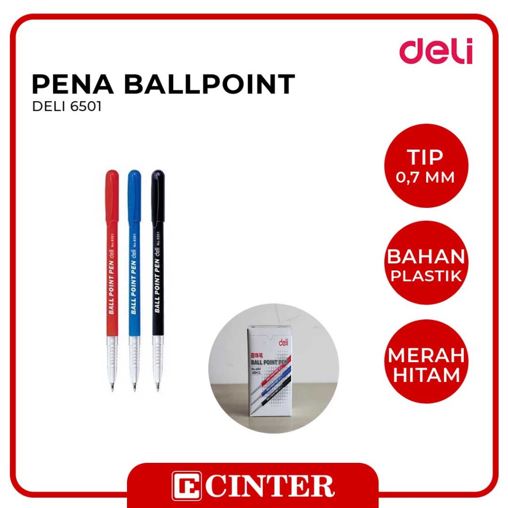

DELI - PENA CETEK / PULPEN KLIK / BALLPOINT PEN RETRACTABLE HALUS 0.7MM 6501