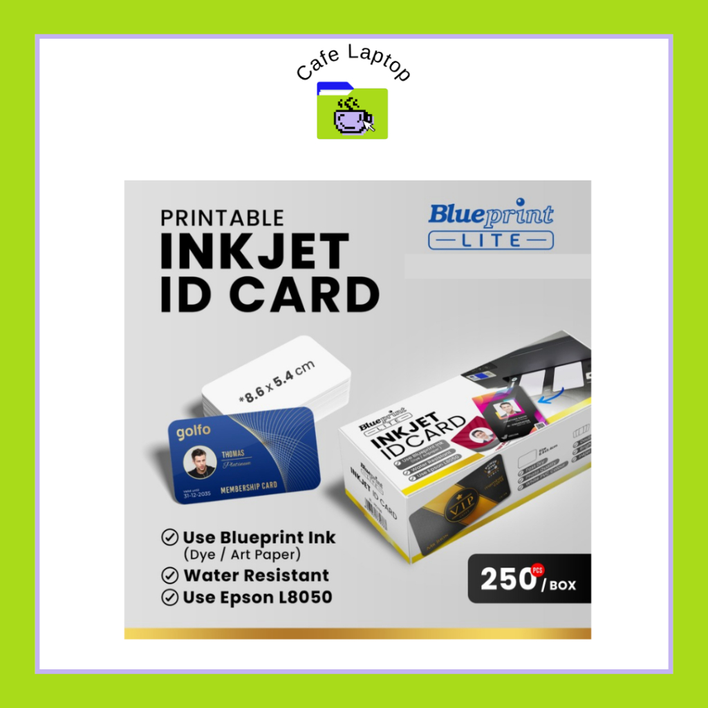 

Kartu Printable Inkjet ID Card Blueprint Lite 8.6x5.4 760 mic Epson L8050 Kartu Tanda Pengenal Ukuran 8,6 x 5,4 cm Lanyard Name Tag(1BOX)
