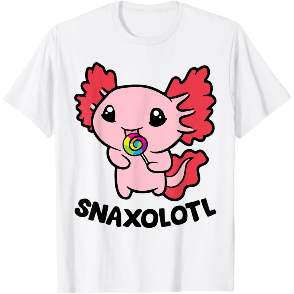 Kaos Anak funny Axolotl Sweets Lollipop Snaxolotl Kawaii for kids T-Shirt Fashion Baju Atasan Anak L
