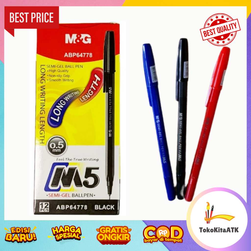 

1 pcs Pulpen Hitam - Biru - Merah - M&G ABP64778 - 0.5mm