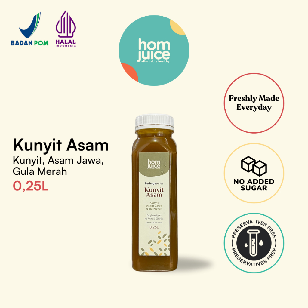 

Homjuice - Kunyit Asam 250 ml (Cold-Pressed Juice/Jus/Detox)