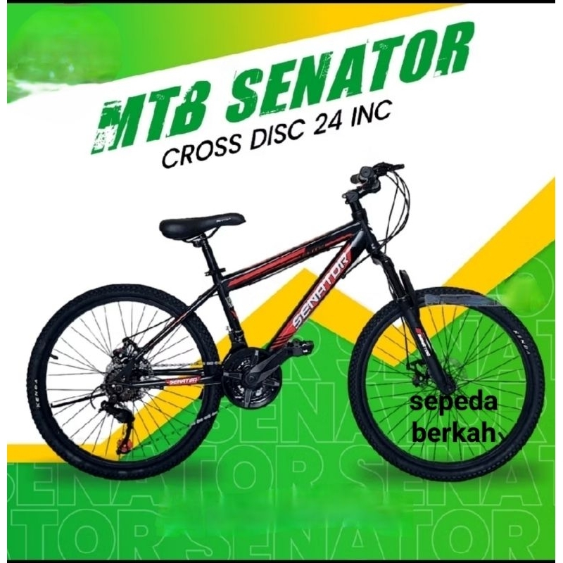 sepeda gunung sepeda MTB 24 senator cross 21 speed rem disc