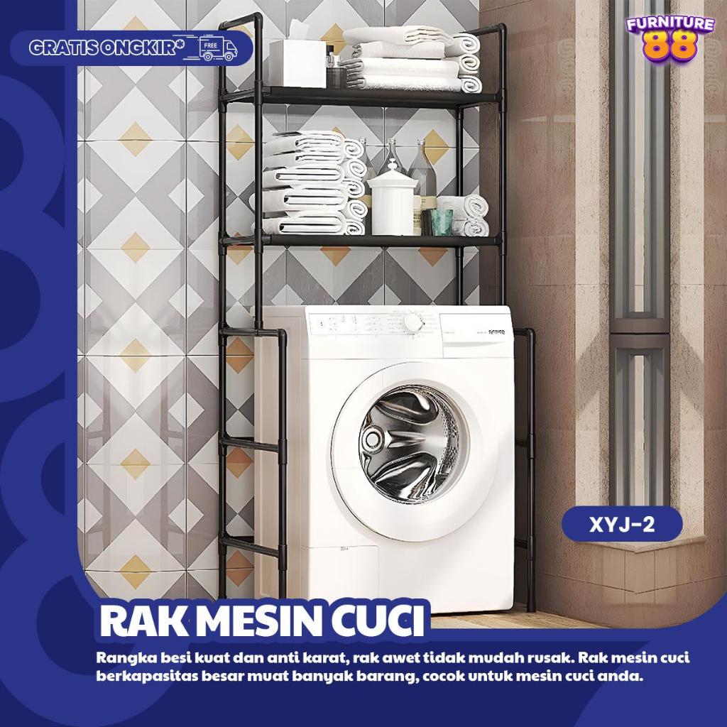 Rak Mesin Cuci Kamar Mandi Portable Serbaguna Rak 2 Susun Plastik Rak Kamar Mandi Serbaguna