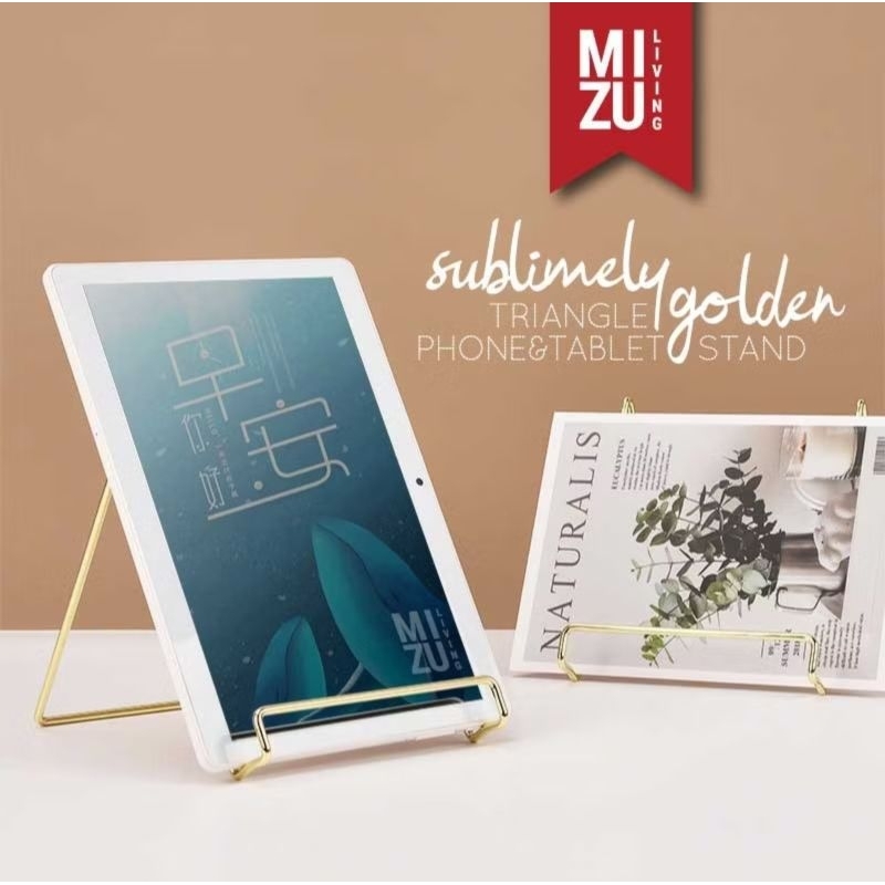 Table Stand Tempat berdiri HP Senderan Dudukan Tablet Emas Gold