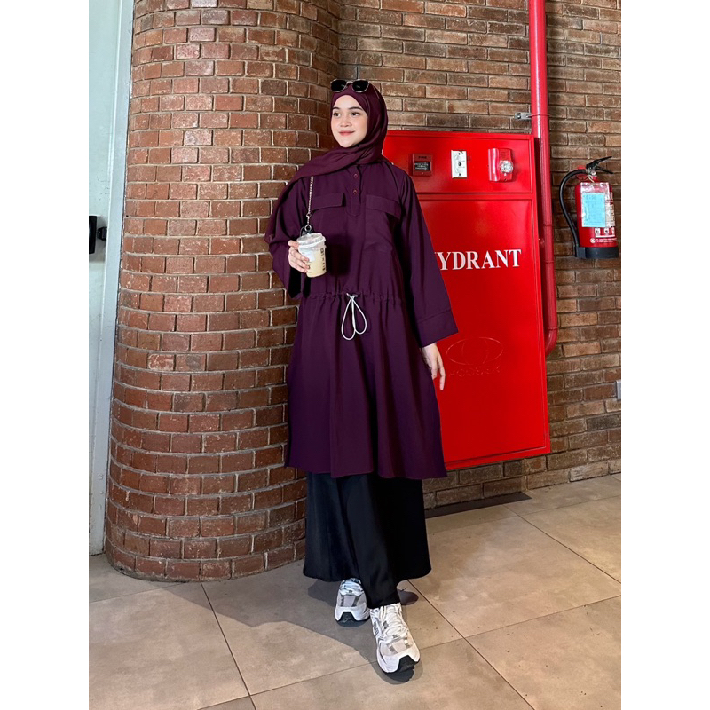 ABAYA TUNIK *CARGO* Abaya Kaftan Polos Bahan Balmain Corduroy