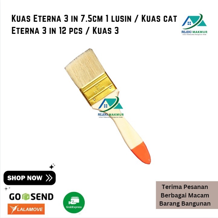 

Kuas Eterna 3 in 7.5cm 1 lusin / Kuas cat Eterna 3 in 12 pcs / Kuas 3