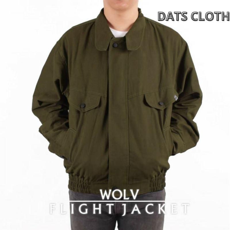 Jaket Pria BOMBER Flight Hijau Army Original Wolv