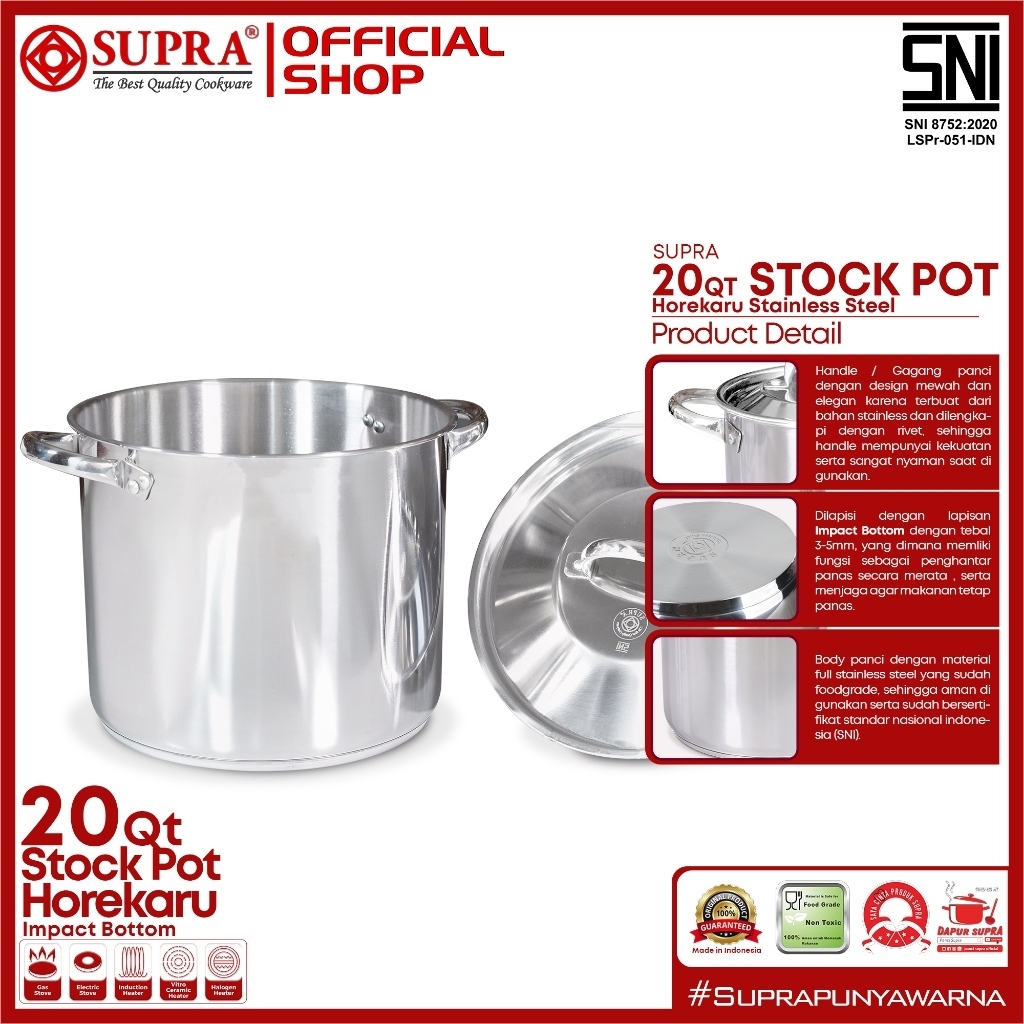 Supra Panci Horekaru Full Stainless Double Bottom Impact