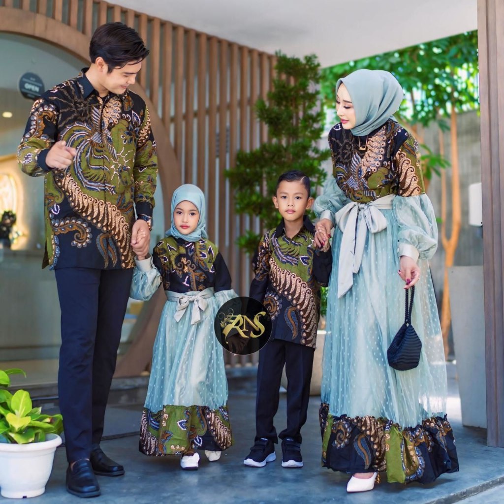 GAMIS COUPLE KELUARGA MOTIF BATIK MIX TILE ANAK TERBARU 2024