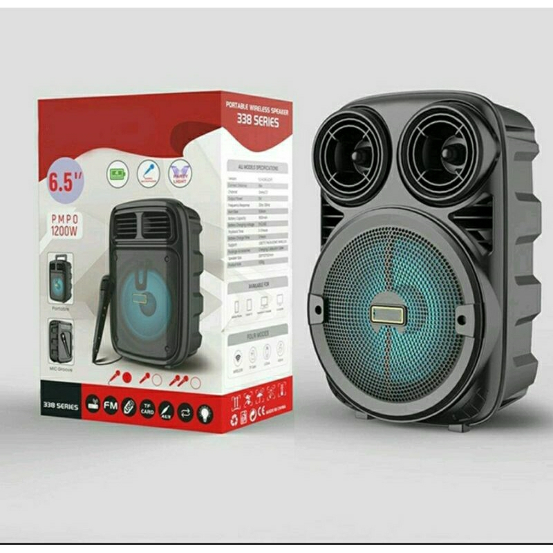 Speaker Bluetooth Bass Free Microphone / Speaker Besar Portable / Speaker Karaoke Portable 3381