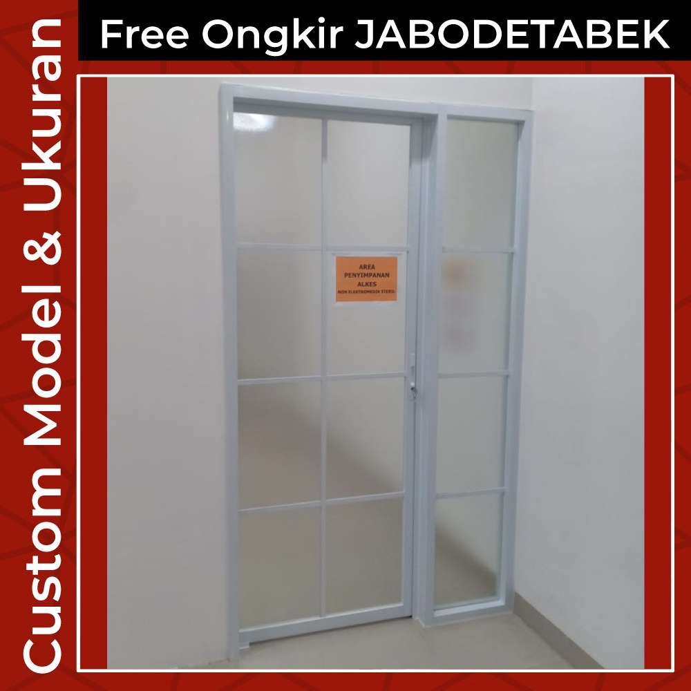 PINTU KACA SLIDING GESER ORNAMEN ALUMINIUM L80XT200 CUSTOM UKURAN, MODEL DAN WARNA