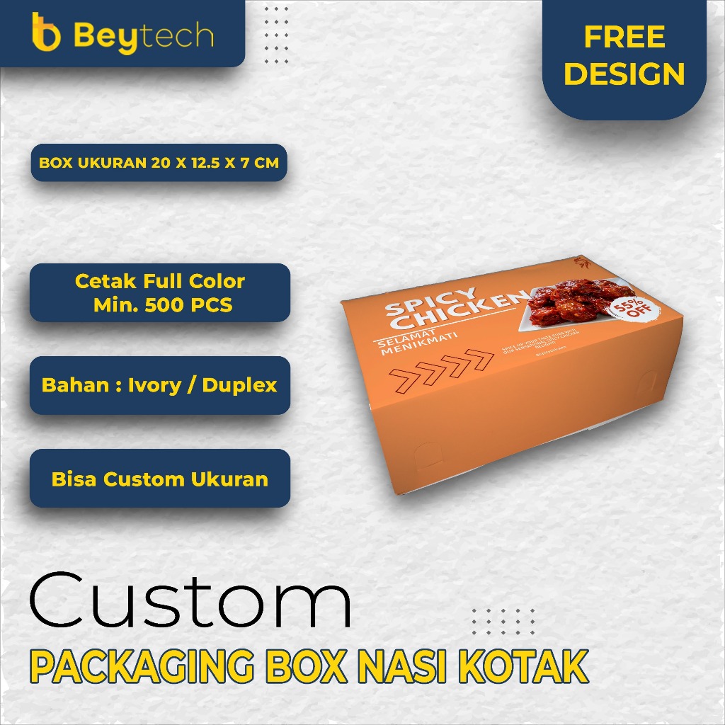 Custom Lunch Box Packaging Nasi Kotak, Kue, Snack, Mie, Roti
