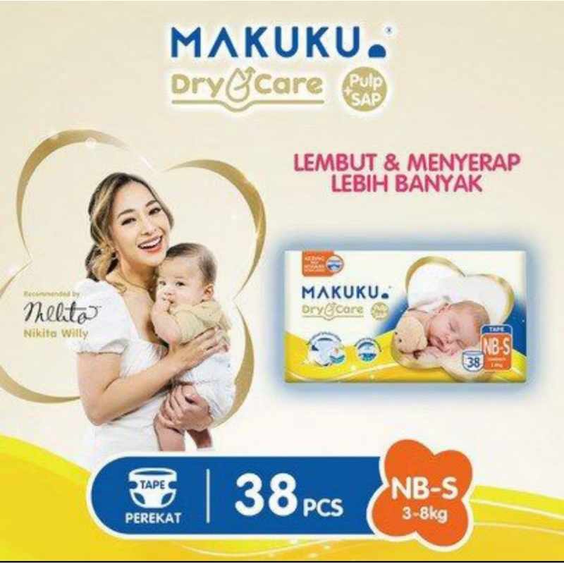 MAKUKU DRYCARE NB-S ISI 38 pampers termurah