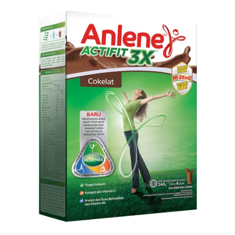 

Anlene Actifit 3x Susu Bubuk Cokelat 240 gram