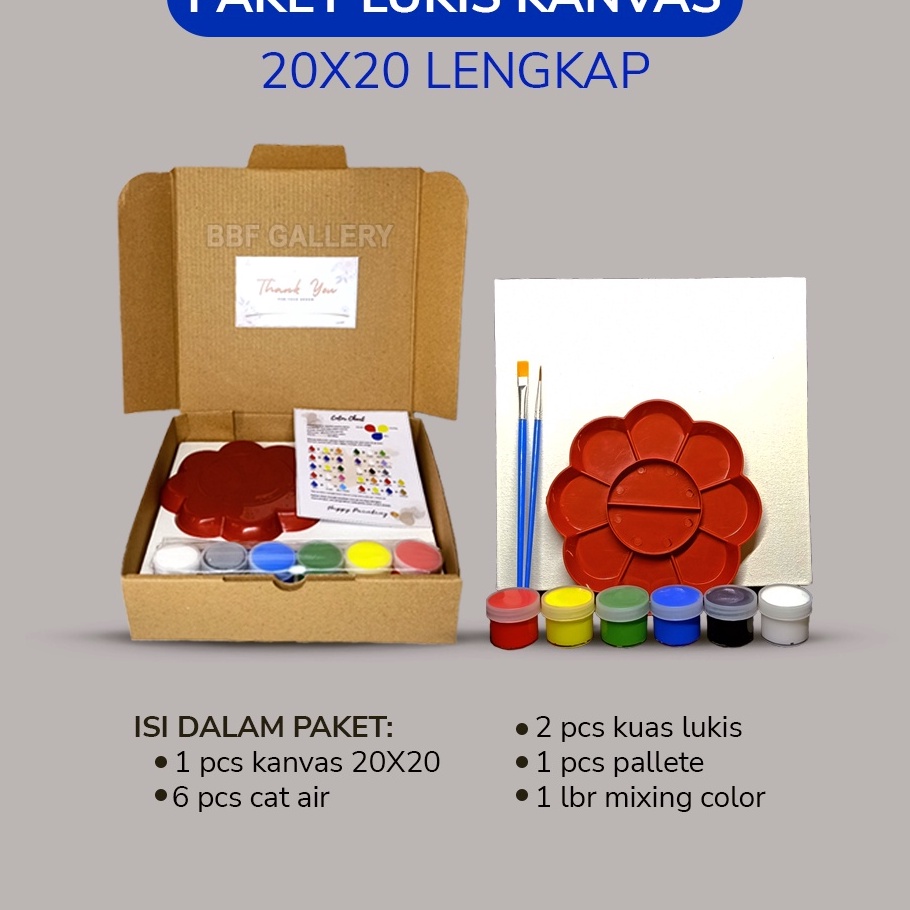 

PAKET Paket lengkap melukis kanvas 2x2 cm 2x3 cm pallete kuas cat air dilengkapi dengan color mixing chart dan kanvas putih berkualitas hemat