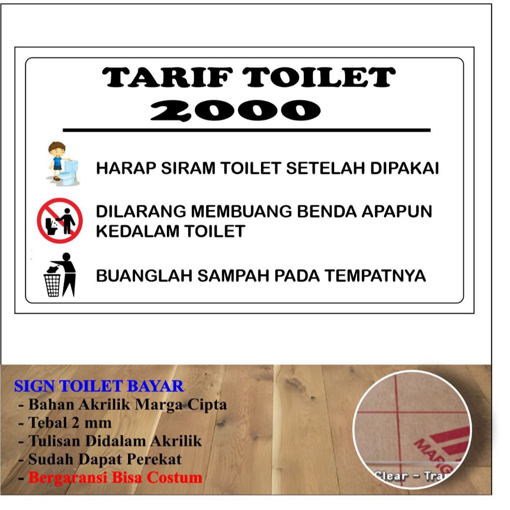 

AKRILIK TOILET BAYAR 2000 BAHAN STIKER DIDALAM ACRYLIC