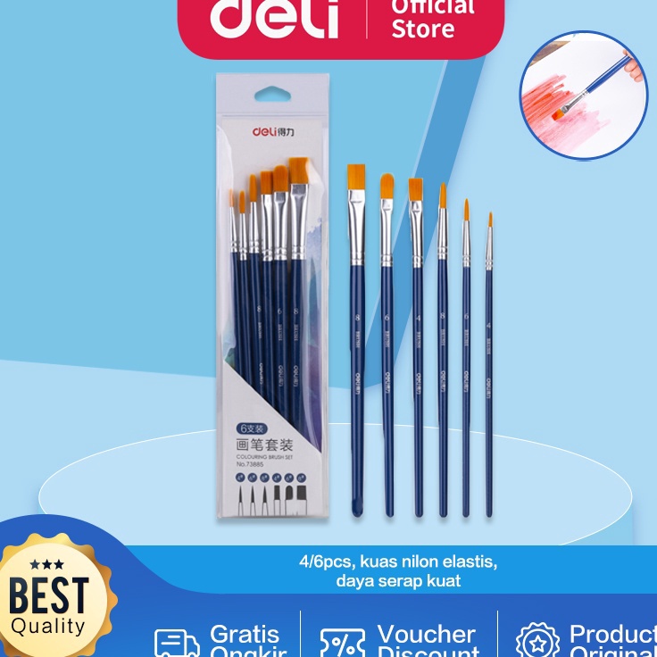 

HANYA DISINI PROMO Deli set kuas warna biru 46pcs pack kombinasi bentuk kuas untuk memenuhi kebutuhan melukis 738X