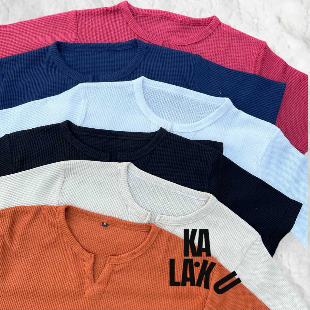 Tajuajuo Premium Man Waffle Tshirt Kaos Pria Kaos waffle lengan pendek pria