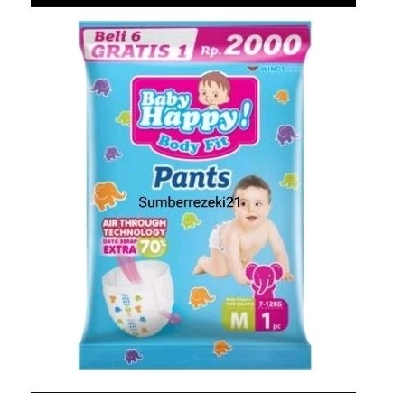 Baby Happy Pants M1 sachet isi 6+1 / baby happy Renteng 1 karton /popok rentengan