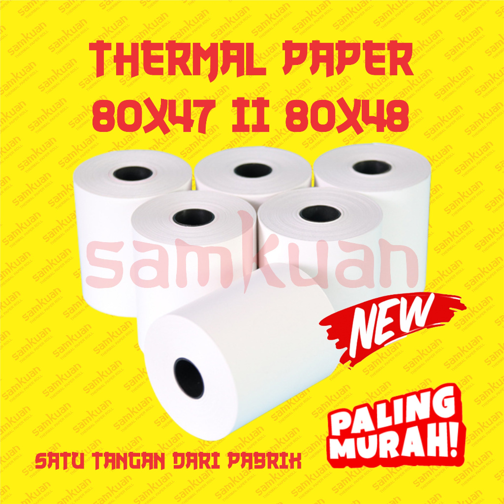 

KERTAS THERMAL STRUK KASIR PAPER ROLL 80X47 / 80X48 TERMAL POS RECEIPT PRINTER 80MM 80X47MM 80X48MM