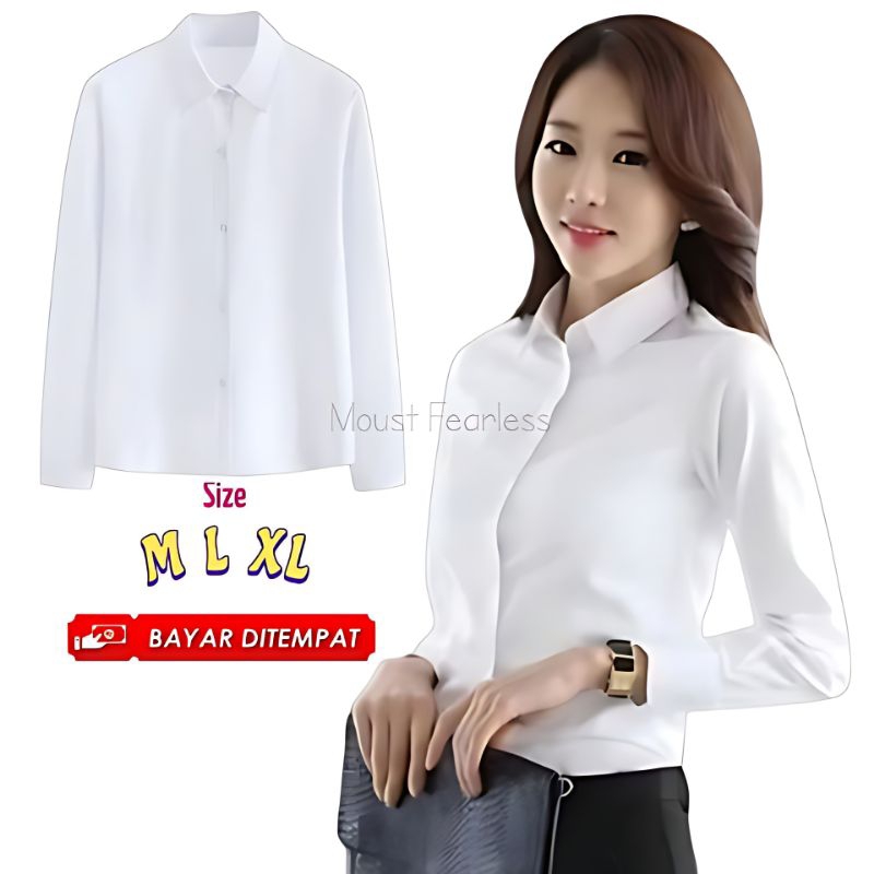 kemeja putih cewek Lengan Panjang | kemeja putih wanita | kemeja kerja cewek putih Lengan panjang
