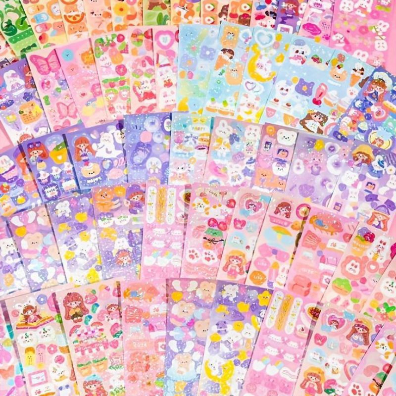 

Stiker Glitter Sanrio/Stiker Cute KPOP/Diy Stiker Scrapbook 10 pcs