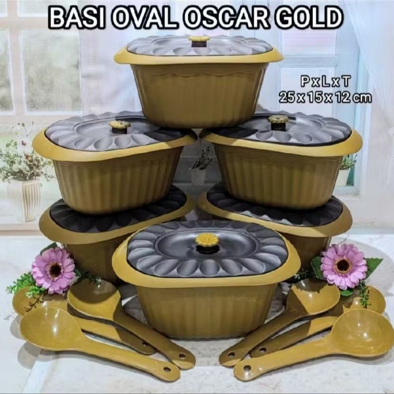 Wadah Prasmanan Plastik Basi Oval Oscar Gold dijual ecer