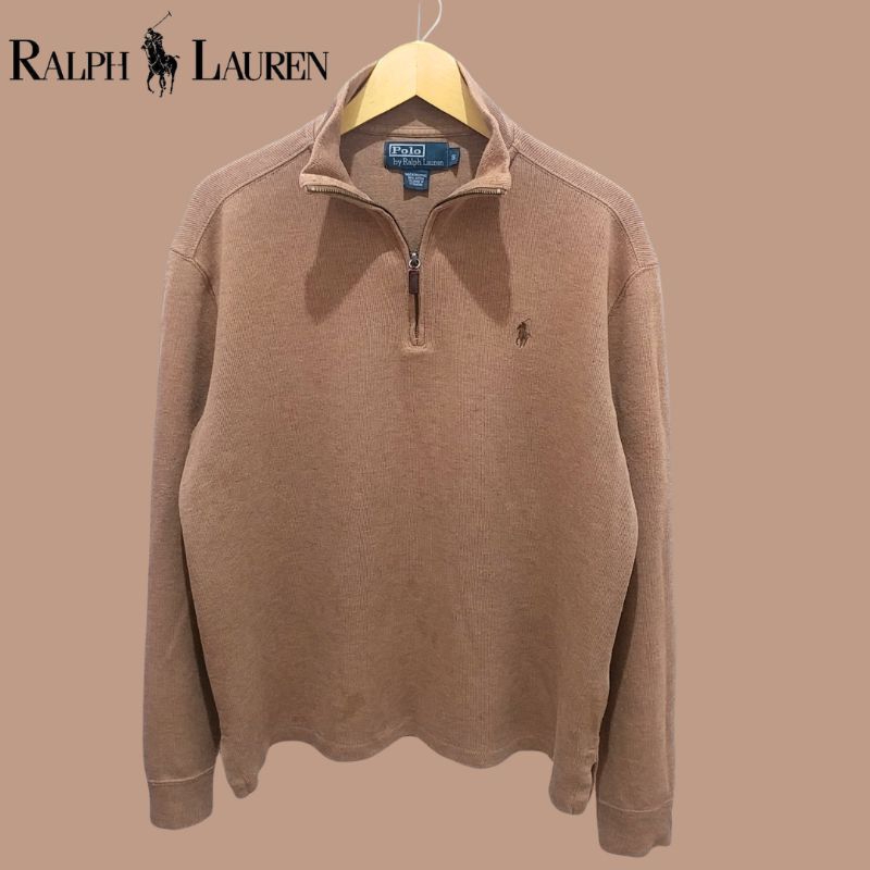 Polo Ralph Lauren Brown Half Zip Cotton Sweater