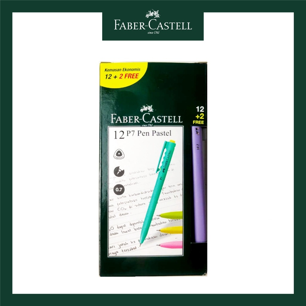 

Pulpen Faber Castell P7 Pastel 12 pcs/2 pcs P7 Pen Pastel Ballpoint Pen Tinta Hitam 0.7