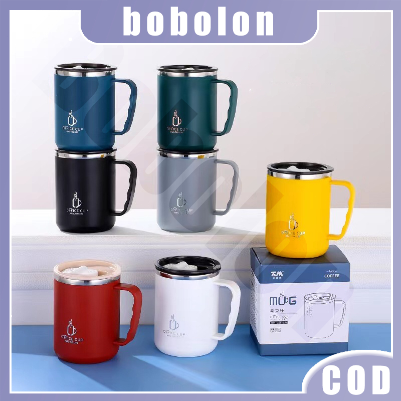 Mug Anti Tumpahan Portabel 500ml (Kopi atau Teh) Baja Tahan Karat 304 Secara Estetika Menyenangkan