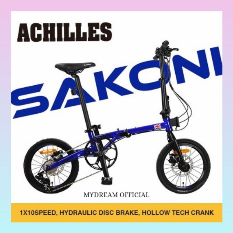 SEPEDA LIPAT SAKONI ACHILLES GREAT BRITAIN 16 INCH 10 SP HYDRAULIC ORI SEPEDA READY SIAP KIRIM -TERM