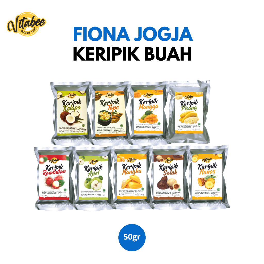 

Vitabee Keripik Buah Grade A Khas Malang 50 Gram Mix Apel Pisang Nangka