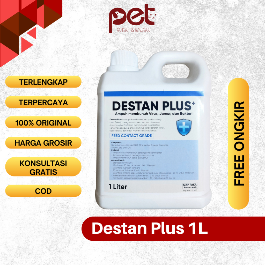 Destan Plus 1 Liter - Desinfektan PMK - Desinfektan Ruangan - Desinfektan Kandang Sapi Kambing - Des