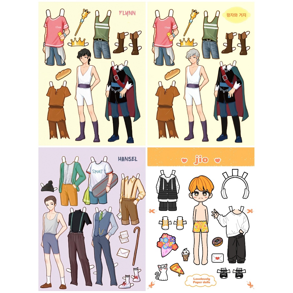 Paper Doll Versi Boys Cowok Boneka Kertas Baju Bajuan Bongkar Pasang