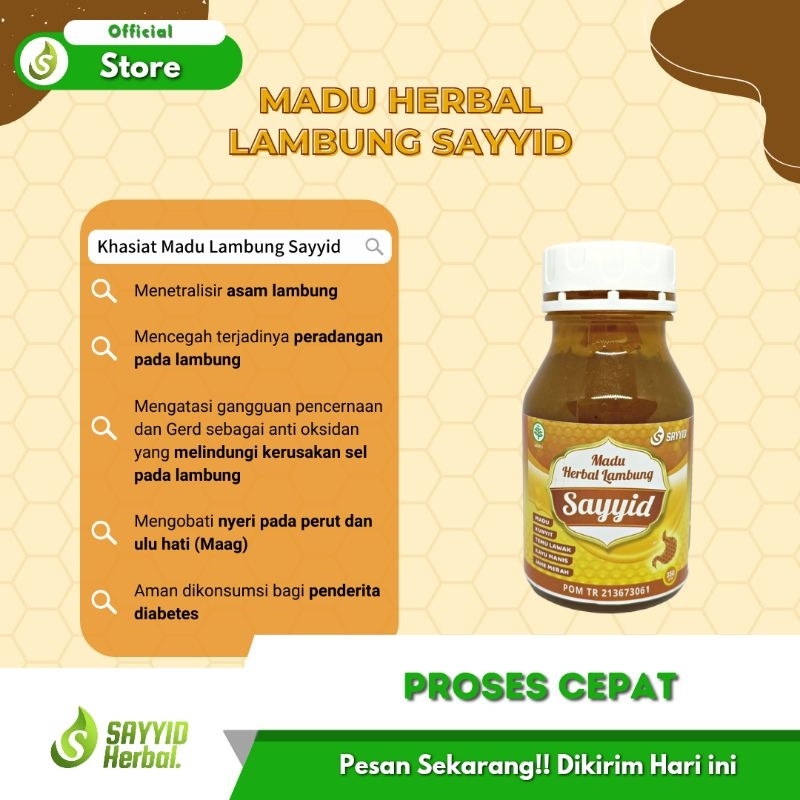 

Madu Herbal Ampuh Untuk Masalah Lambung Maag Liver Mual Grastitis Sayyid 350 gram