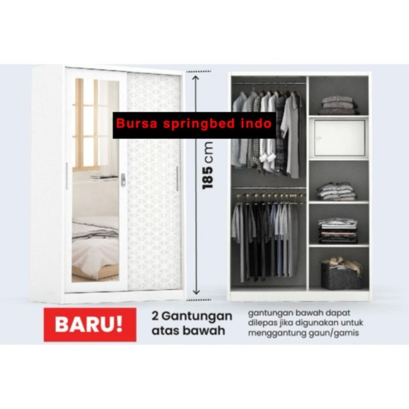 lemari pakaian besi / lemari baju besi sliding pintu geser 120