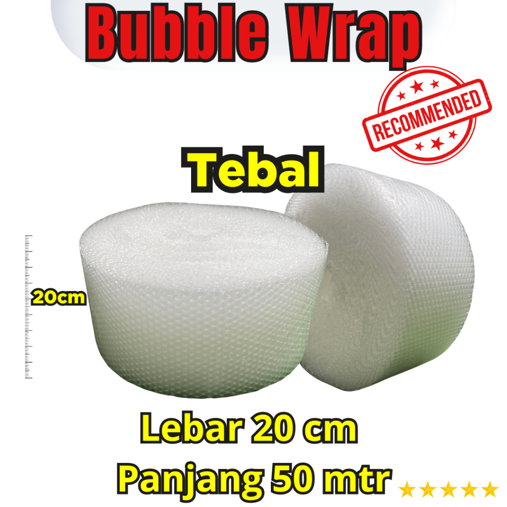 

PackMan - Bubble Wrap Potongan 20cm x 50mtr Tebal Hitam/Bening Murah