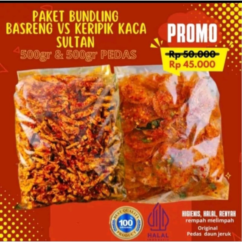 

Paket hemat pikca 500 gram basreng 500 gram pedas daun jeruk berat 1kg