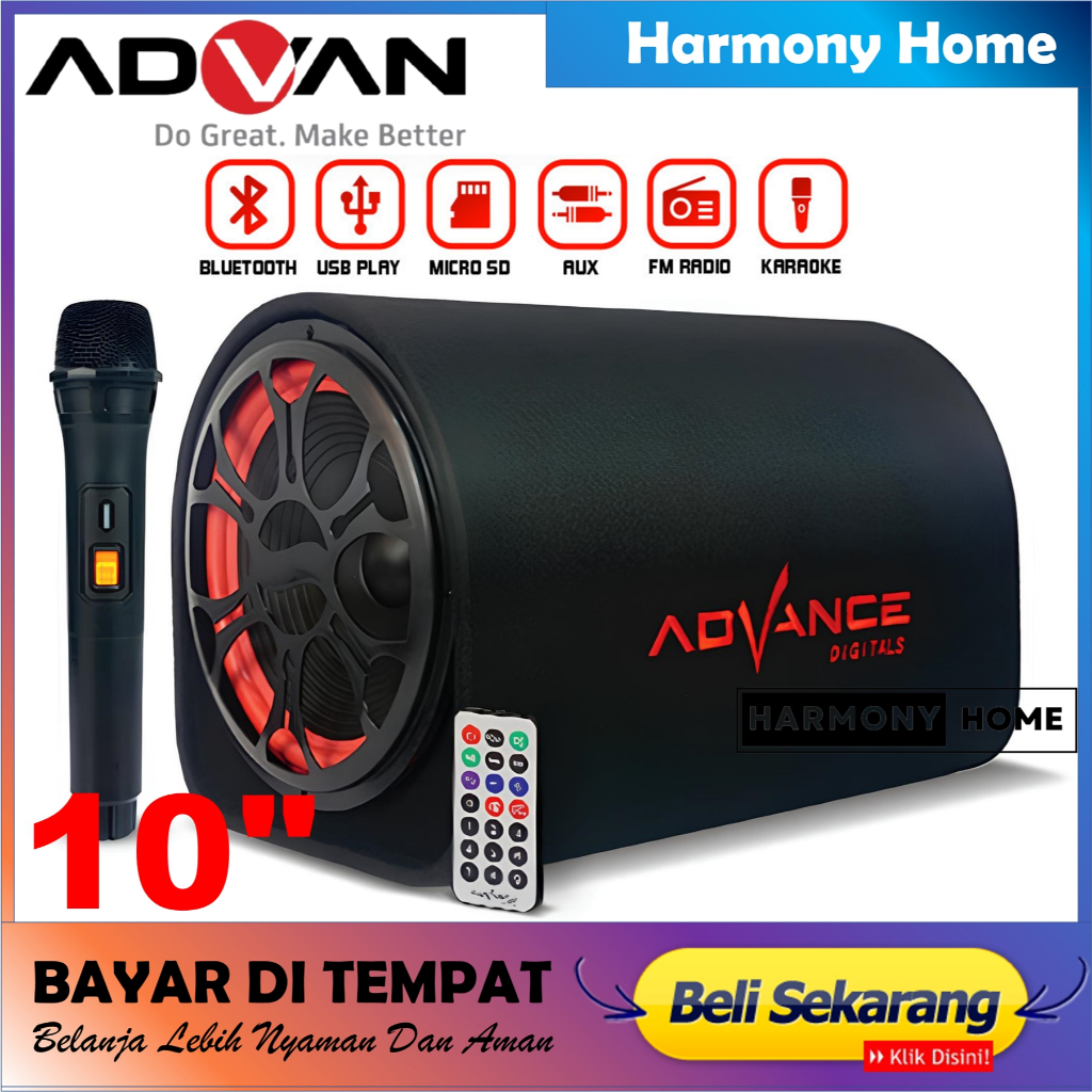 Speaker Advance 10 Inch T104 BT PRO+Mic Wireless Bluetooth speaker 10 Inch Super Bass Speaker Karaok