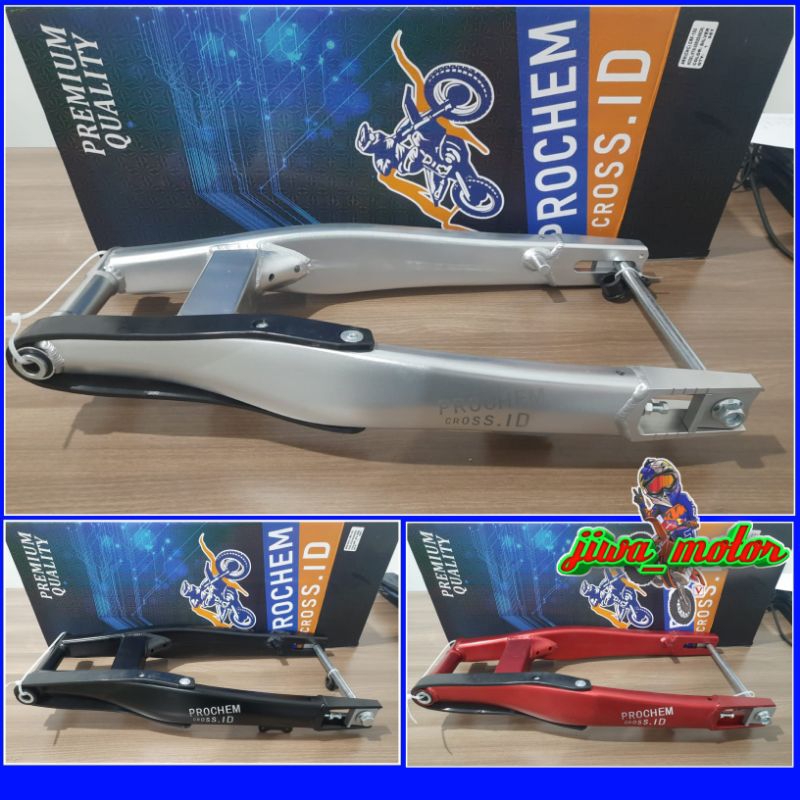 swing arm PROCHEM model Scarlet KTM CRF 150 KLX  DTRACKER 150 warna silver hitam merah gold model Sc